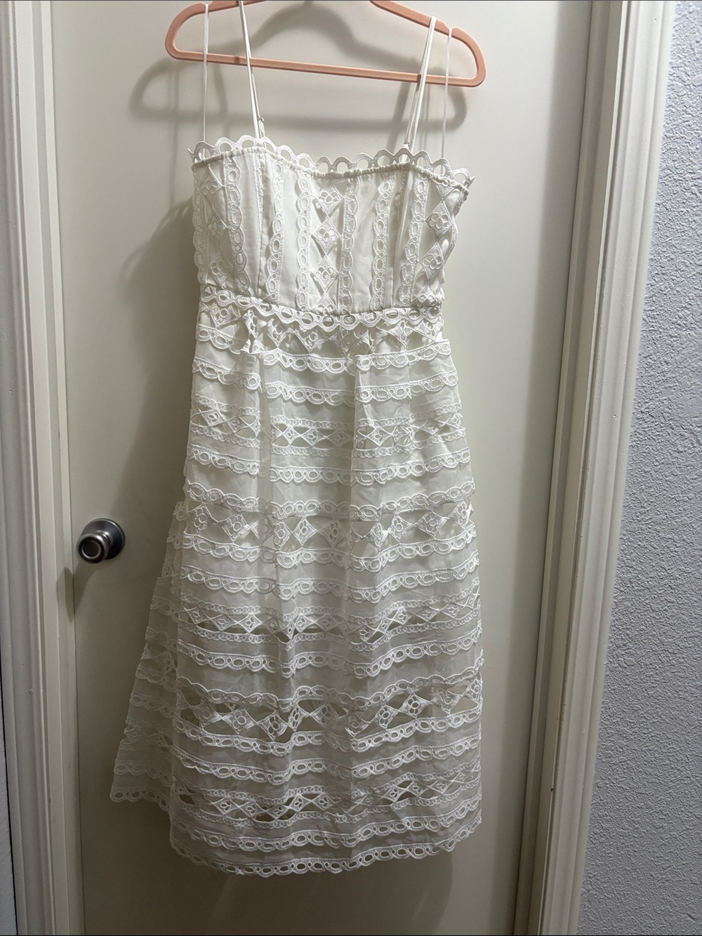 Endless Rose White Lace Midi Spaghetti-Strap Dress